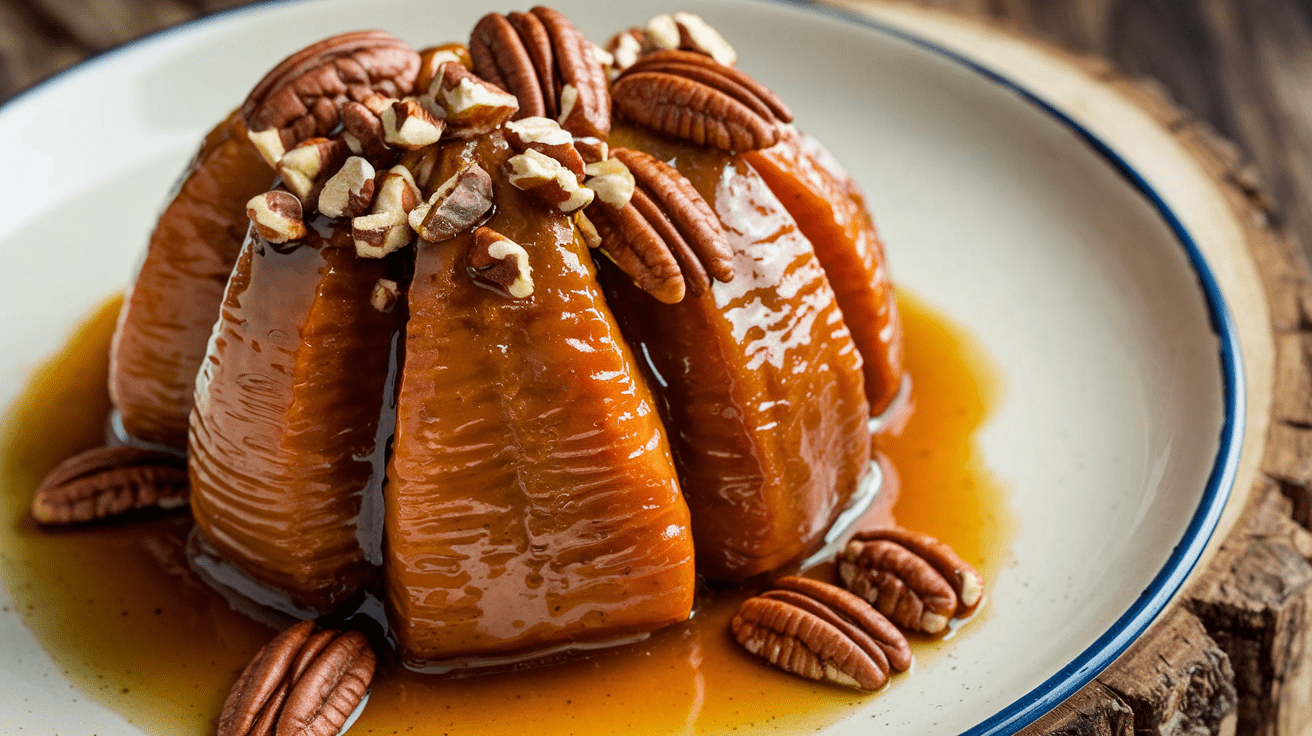 Fondant Sweet Potatoes with Bourbon Pecan Glaze