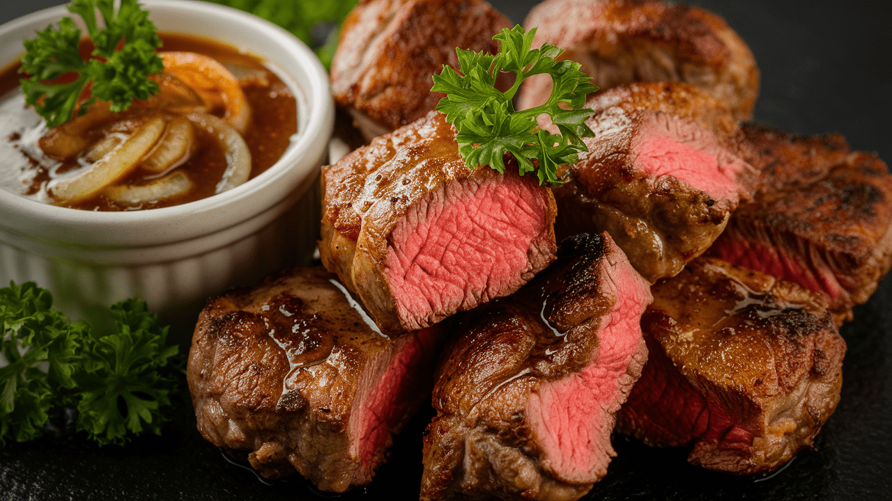 steak-bites-and-onion-garlic-sauce