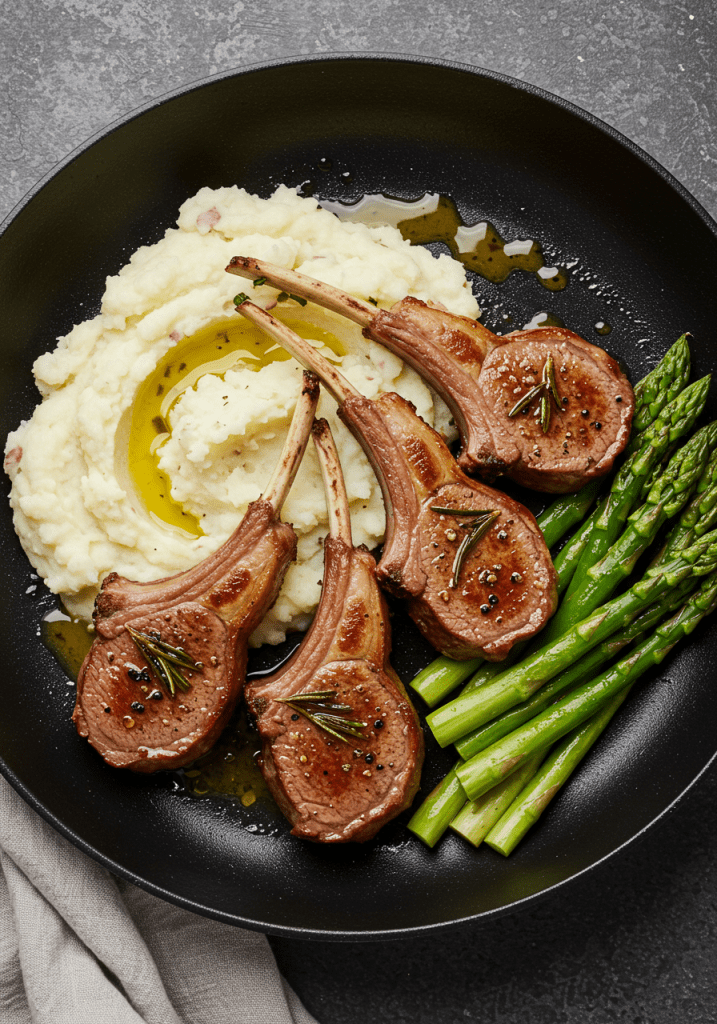 Lamb Chops with Mashed Potatoes and Asparagus – SPICEDRECIPE
