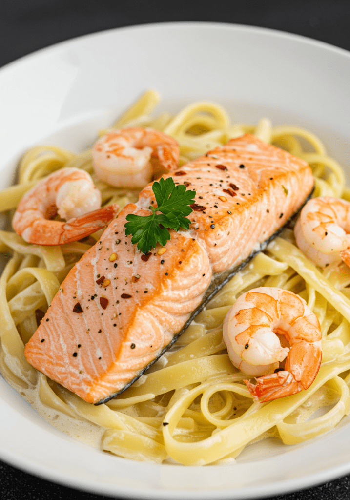 Salmon and Shrimp Alfredo – SPICEDRECIPE