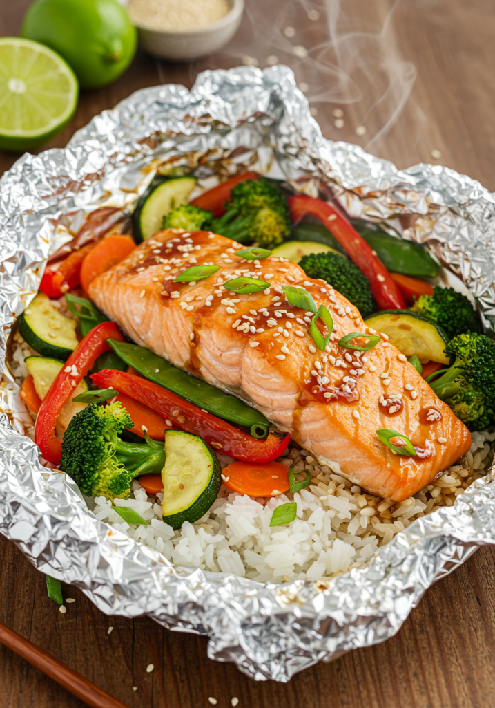 Teriyaki Salmon and Vegetable Foil Packets – SPICEDRECIPE
