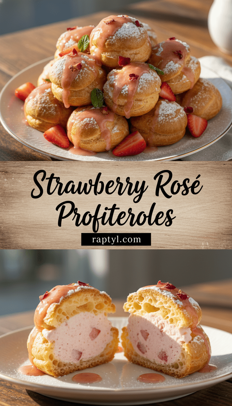 Strawberry Rose Profiteroles